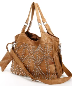 AmeriLeather Spirit Leather Studded Tote