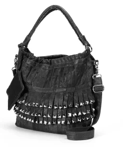 AmeriLeather Tutu Studded Leather Patchwork Shoulder Bag