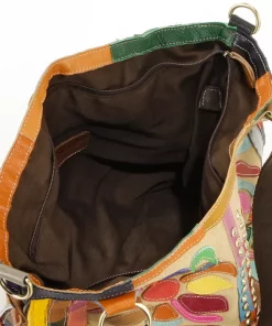 AmeriLeather Rosalie Leather & Canvas Floral Patched Convertible Tote -Cheap AmeriLeather Store 1458309 ALT3