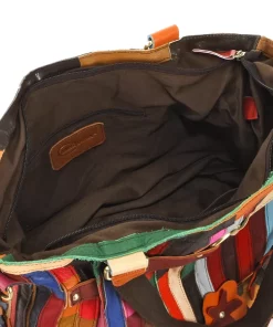 AmeriLeather Kylie Leather Striped & Floral Patchwork Convertible Shoulder Bag -Cheap AmeriLeather Store 1458837 ALT3