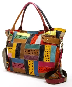 AmeriLeather Rainbow Mazy Leather Convertible Tote
