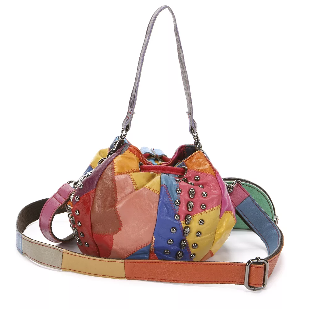AmeriLeather Qmetal Patchwork Leather Mini Shoulder Bag 5 AmeriLeather Qmetal Patchwork Leather Mini Shoulder Bag - Image 3