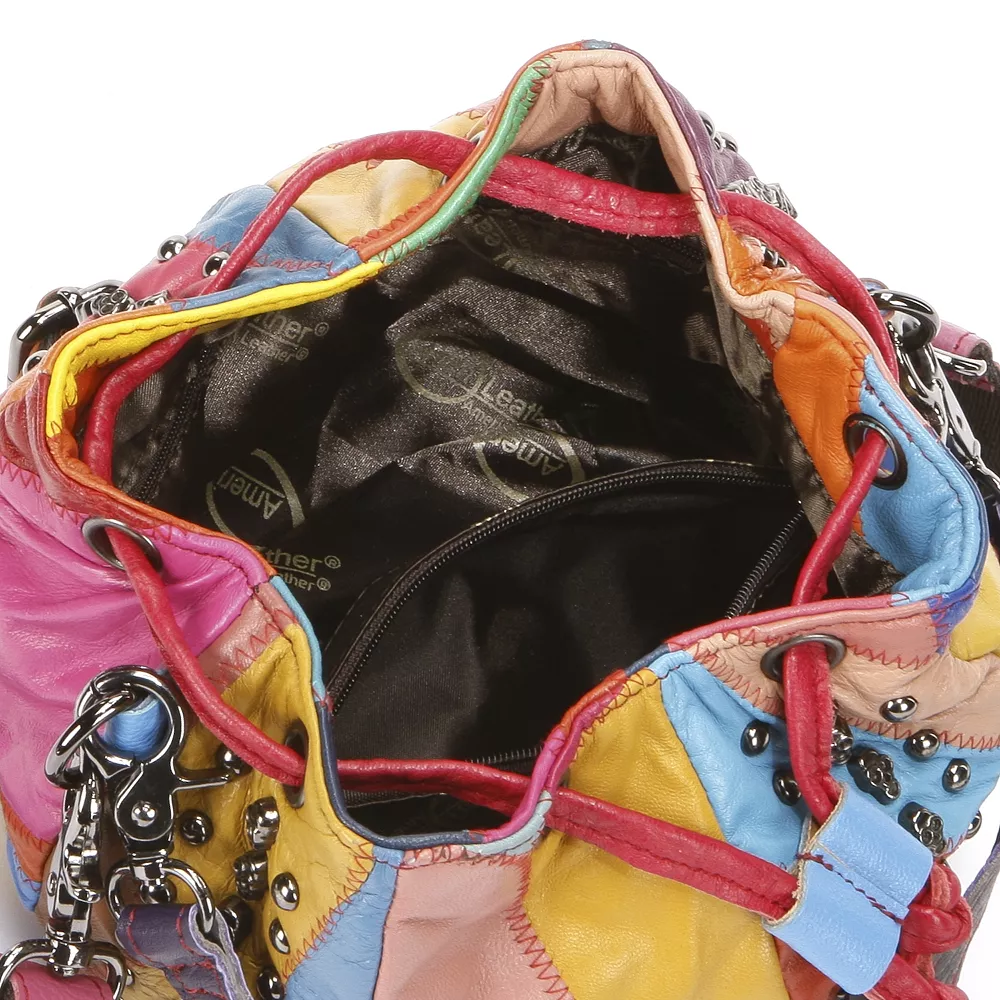 AmeriLeather Qmetal Patchwork Leather Mini Shoulder Bag 6 AmeriLeather Qmetal Patchwork Leather Mini Shoulder Bag - Image 4