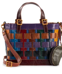AmeriLeather Dorgan Leather Rainbow Basket Satchel
