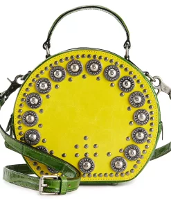 AmeriLeather Jetta Embellished Leather Crossbody Bag -Cheap AmeriLeather Store 4778265 Yellow Green