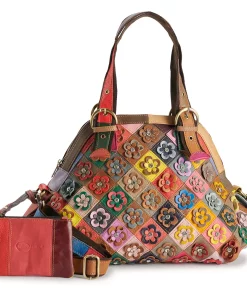 AmeriLeather Lorely Leather Tote Bag and Coin Pouch Set