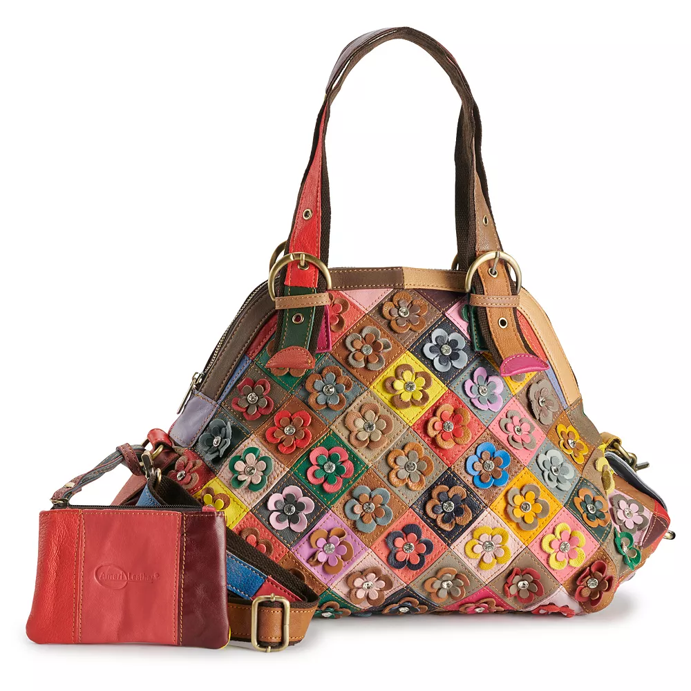 AmeriLeather Lorely Leather Tote Bag and Coin Pouch Set 3 AmeriLeather Lorely Leather Tote Bag and Coin Pouch Set