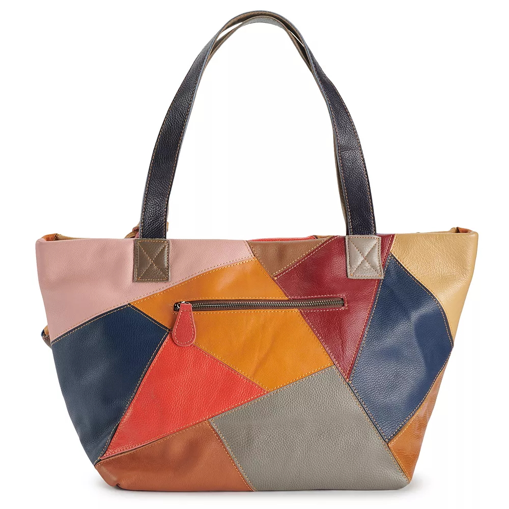 AmeriLeather Simonda Leather Rainbow Tote Bag and Coin Pouch Set 4 AmeriLeather Simonda Leather Rainbow Tote Bag and Coin Pouch Set - Image 2