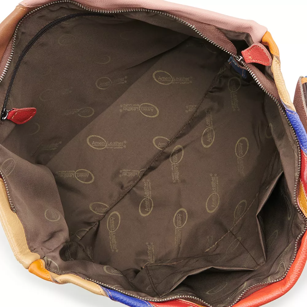 AmeriLeather Simonda Leather Rainbow Tote Bag and Coin Pouch Set 5 AmeriLeather Simonda Leather Rainbow Tote Bag and Coin Pouch Set - Image 3