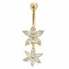 Amella Jewels 14K Gold Solid Double Flower Belly Ring