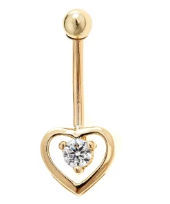 Amella Jewels 14k Gold Heart-Shaped Cubic Zirconia Belly Ring