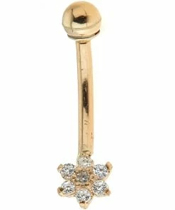 Amella Jewels 14k Gold Cubic Zirconia Flower Belly Ring