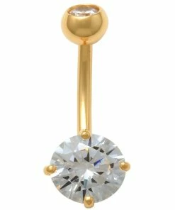 Amella Jewels 10K Gold Cubic Zirconia Solid Belly Ring