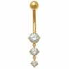 Amella Jewels 10K Gold Dangle Round Cubic Zirconia Belly Ring -Cheap AmeriLeather Store 5850962