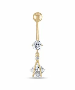 Amella Jewels 10k Gold Caged Cubic Zirconia Belly Ring