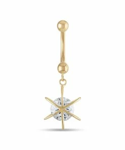 Amella Jewels 10k Gold Caged Cubic Zirconia Belly Ring