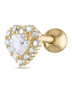 Amella Jewels 10k Gold Cubic Zirconia Heart Cartilage Earring