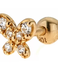Amella Jewels 10k Gold Cubic Zirconia Butterfly Stud