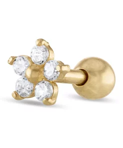 Amella Jewels 10k Gold Cubic Zirconia Flower Cartilage Ring