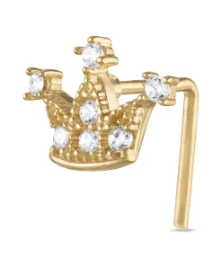Amella Jewels 10k Gold Cubic Zirconia Crown L-Post Nose Stud