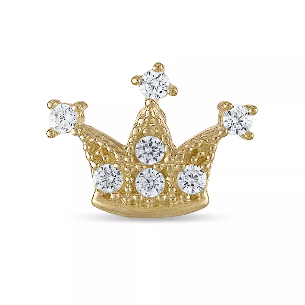 Amella Jewels 10k Gold Cubic Zirconia Crown L-Post Nose Stud 4 Amella Jewels 10k Gold Cubic Zirconia Crown L-Post Nose Stud - Image 2