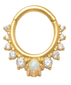 Amella Jewels 10K Gold Opal & Cubic Zirconia Septum Clicker Nose Ring