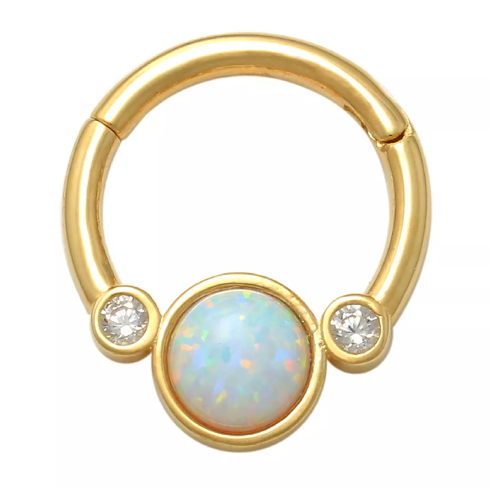 Amella Jewels 10K Gold With Opal & Cubic Zirconia Solid Clicker Nose Ring 3 Amella Jewels 10K Gold With Opal & Cubic Zirconia Solid Clicker Nose Ring
