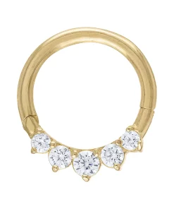 Amella Jewels 10k Gold Cubic Zirconia Septum Clicker Nose Ring