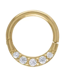 Amella Jewels 10k Gold Cubic Zirconia Septum Clicker Nose Ring