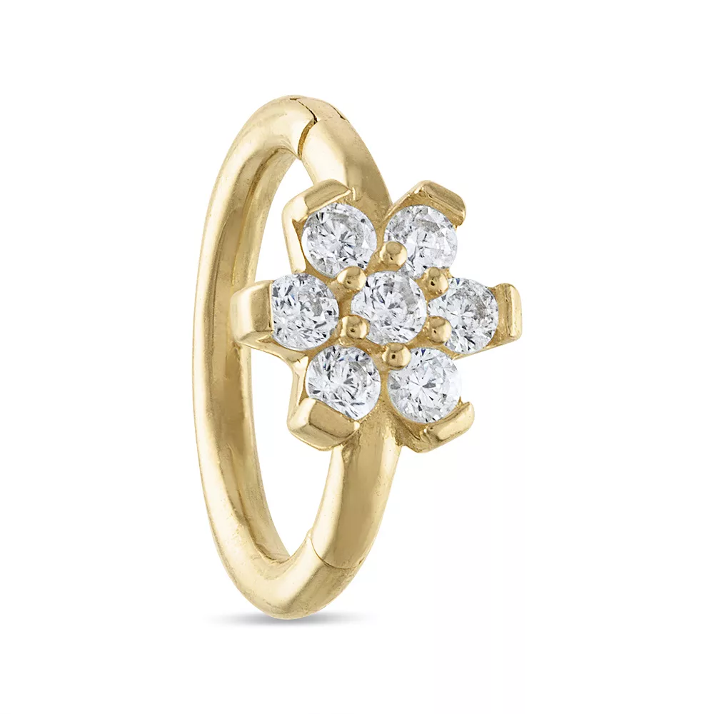 Amella Jewels 10k Gold Cubic Zirconia Flower Septum Clicker Nose Ring 3 Amella Jewels 10k Gold Cubic Zirconia Flower Septum Clicker Nose Ring