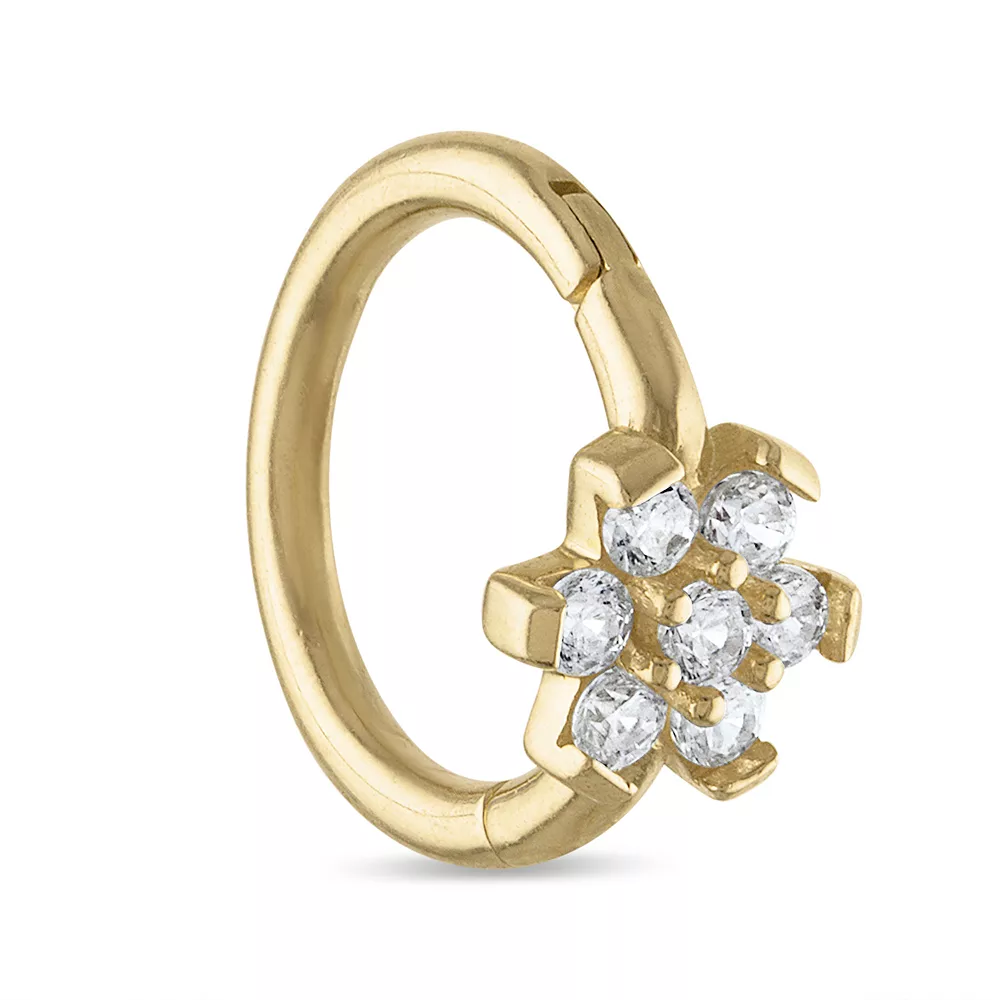 Amella Jewels 10k Gold Cubic Zirconia Flower Septum Clicker Nose Ring 4 Amella Jewels 10k Gold Cubic Zirconia Flower Septum Clicker Nose Ring - Image 2
