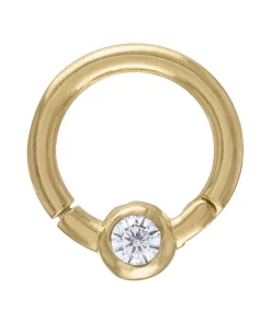 Amella Jewels 10k Gold Cubic Zirconia Clicker Septum Nose Ring