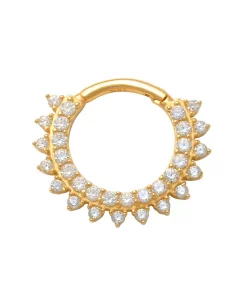 Amella Jewels 10K Gold Cubic Zirconia Spiked Septum Nose Ring