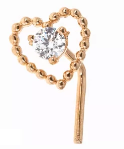 Amella Jewels 10k Gold Cubic Zirconia Heart L-Post Nose Ring