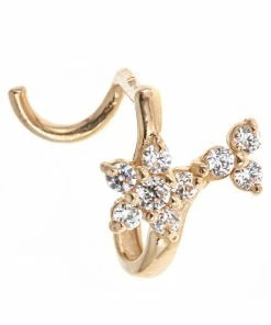 Amella Jewels 10k Gold Cubic Zirconia Flower U-Post Nose Ring