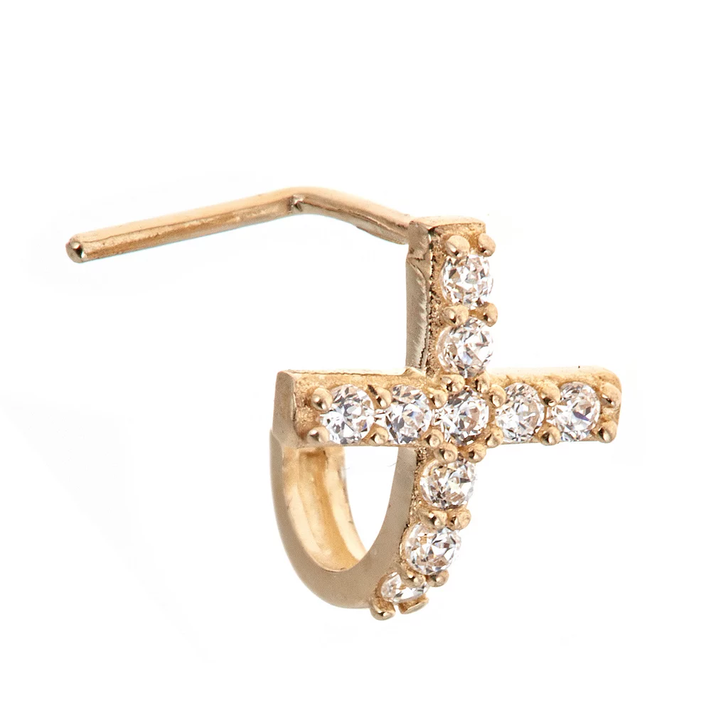 Amella Jewels 10k Gold Cross Nose Ring 3 Amella Jewels 10k Gold Cross Nose Ring