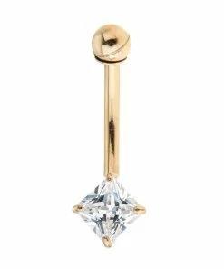 Amella Jewels 10k Gold & Square Cubic Zirconia Belly Ring