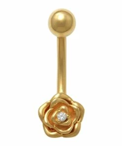 Amella Jewels 10k Gold Belly Ring With Flower Design