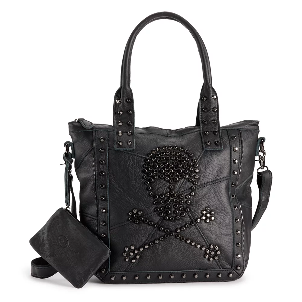 AmeriLeather QMetal Crossbones Leather Tote Bag 4 AmeriLeather QMetal Crossbones Leather Tote Bag - Image 2