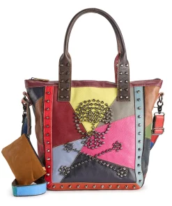 AmeriLeather QMetal Crossbones Leather Tote Bag