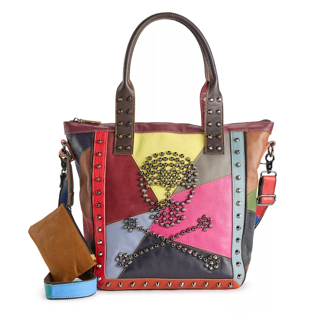 AmeriLeather QMetal Crossbones Leather Tote Bag 3 AmeriLeather QMetal Crossbones Leather Tote Bag